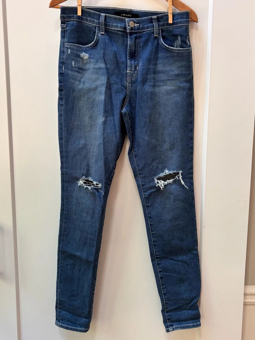 J Brand Dark Indigo Ripped Skinny Jeans